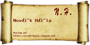 Novák Héla névjegykártya