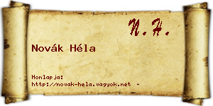 Novák Héla névjegykártya